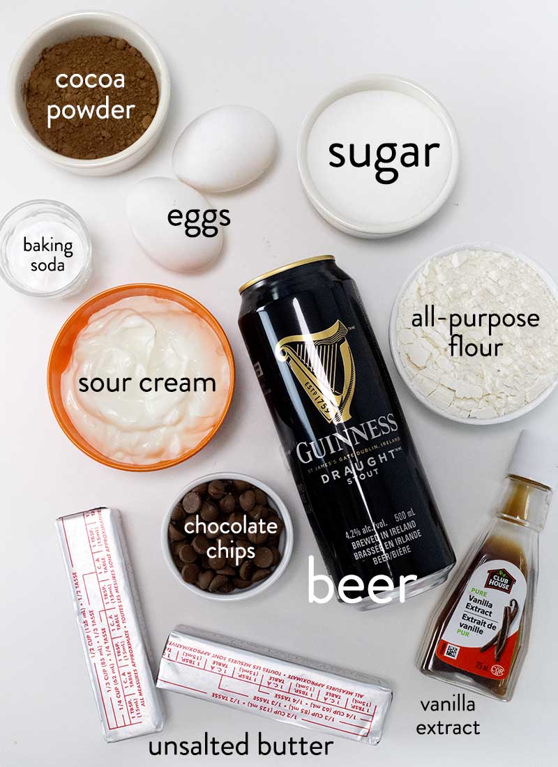 ingredients for guinness cupcakes