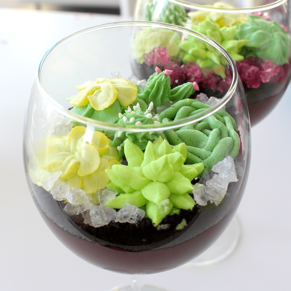 Chocolate Pudding Terrariums + Buttercream Succulents - Pankobunny