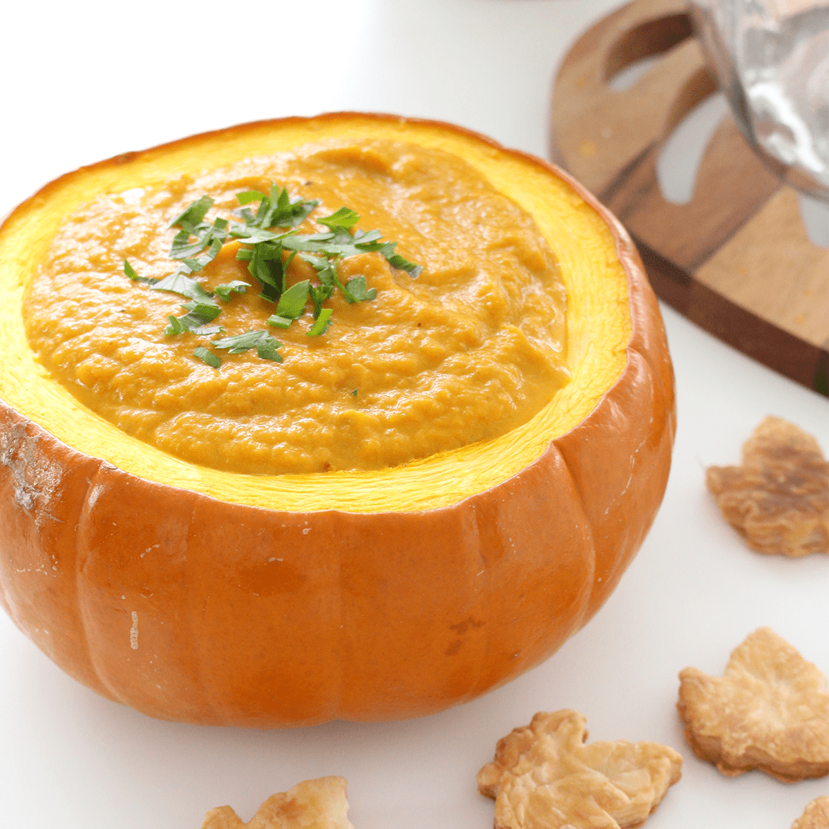 Creamy Pumpkin Soup and Leaf Crackers - Pankobunny
