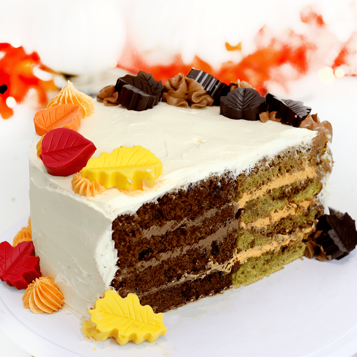 Half Chocolate Half Pumpkin Spice Cake - Pankobunny