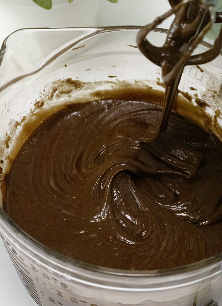 chocolate cupcake batter in a bowl