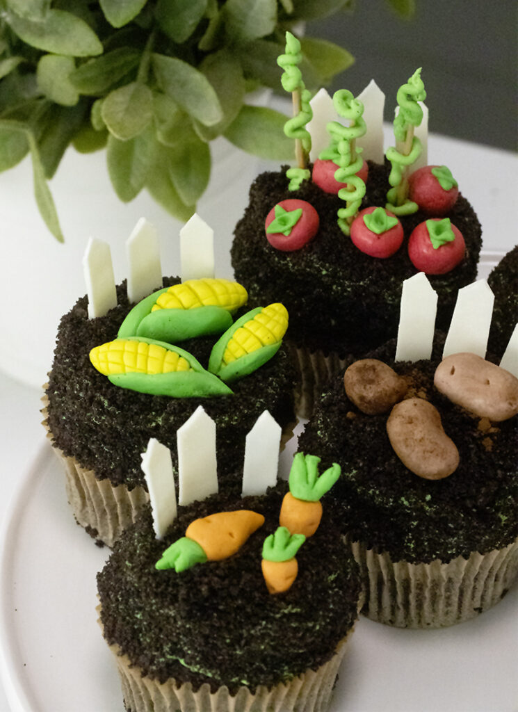 completed vegetable patch cupcakes