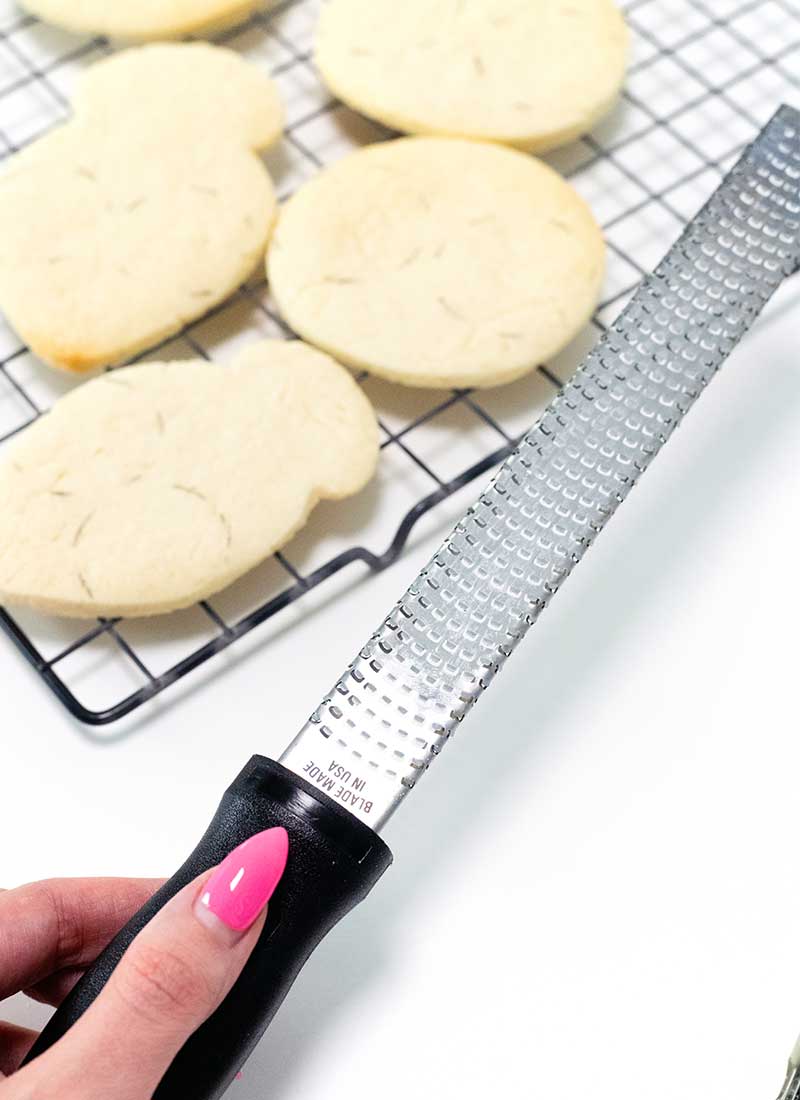 smooth sides of cookies with microplane