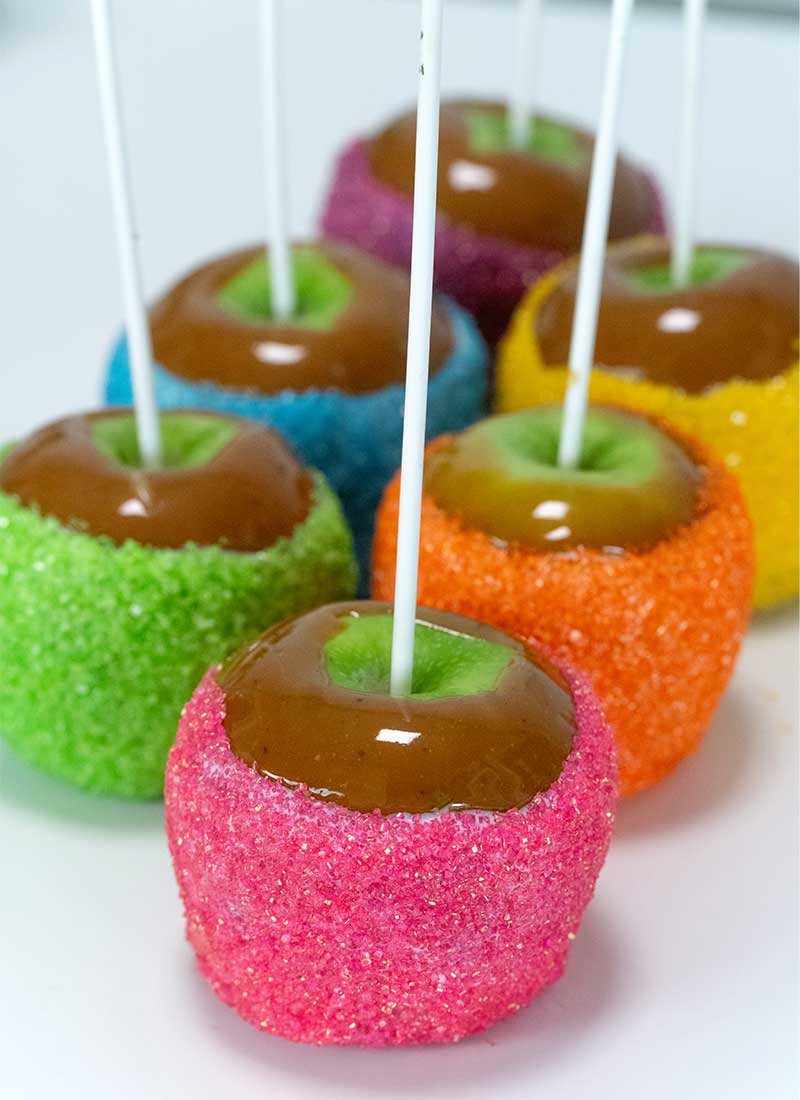 rainbow caramel apples