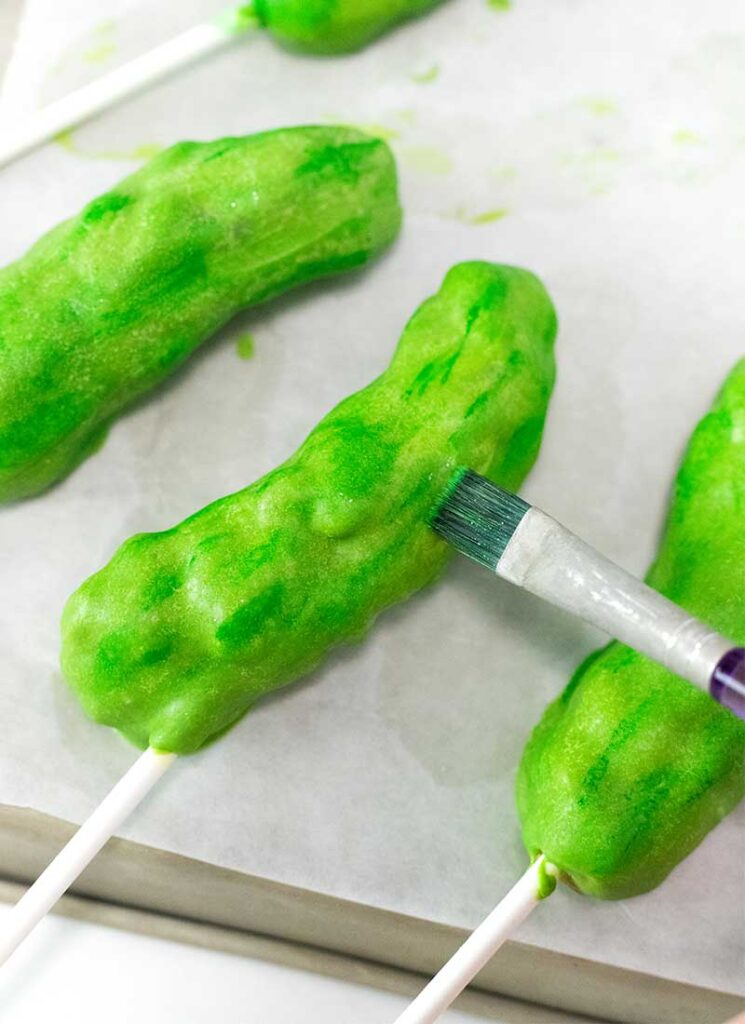 paint pickles with green food coloring