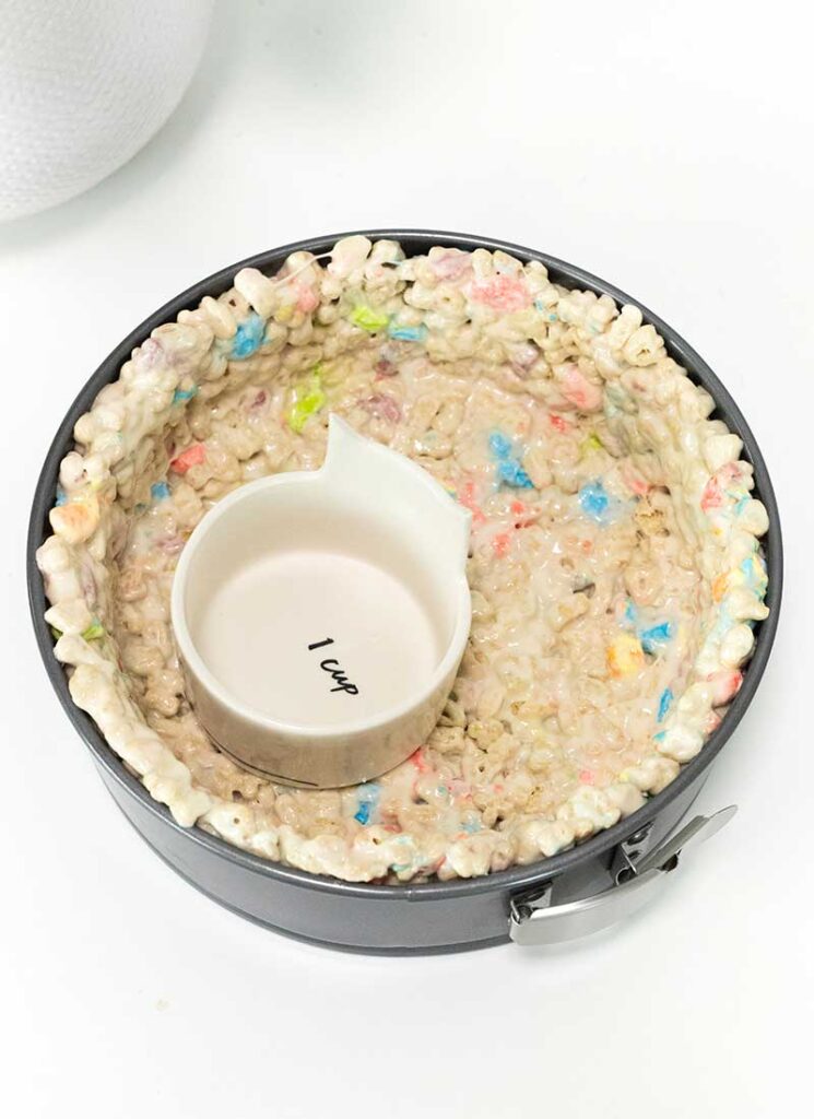 press cereal treat into springform pan