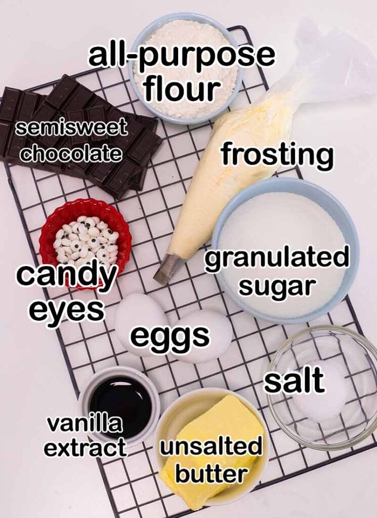 The ingredients for mummy brownies.